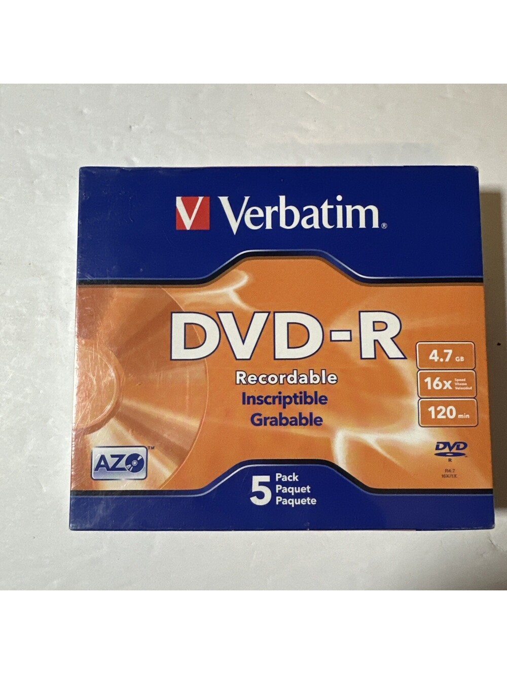 Verbatim  DVD-R 4.7GB 16X Blank Recordable Discs 5 Pack (NEW Sealed)